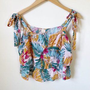 NEW Surf Gypsy Floral Ruffle Tiered Tank Tie Shoulders Women's Large